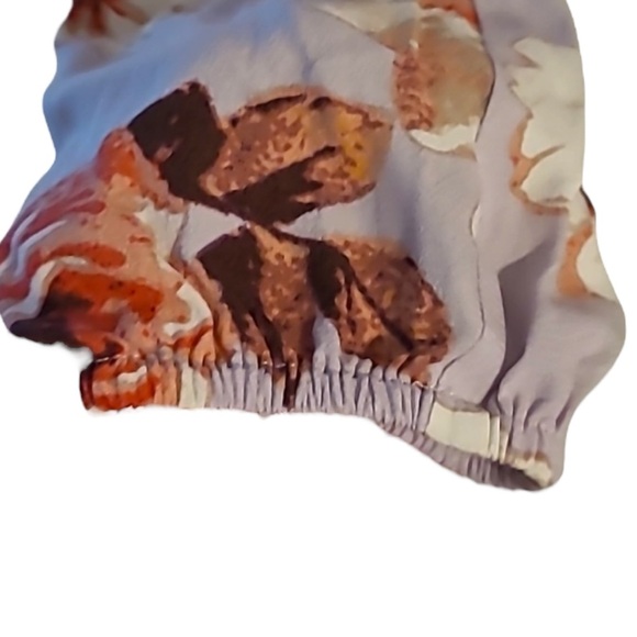 Guess Chava Twist Front Top Blouse Purple Lavender Floral Medium Long Sleeve - Picture 4 of 5